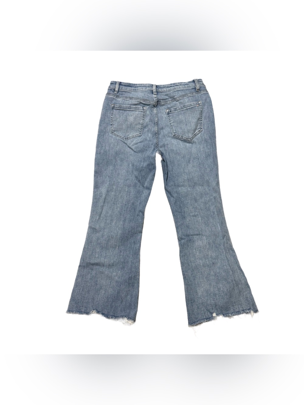 Mica High Rise Crop Flare Jeans Women's 30 Frayed Denim Light Wash Stretch - Picture 4 of 7
